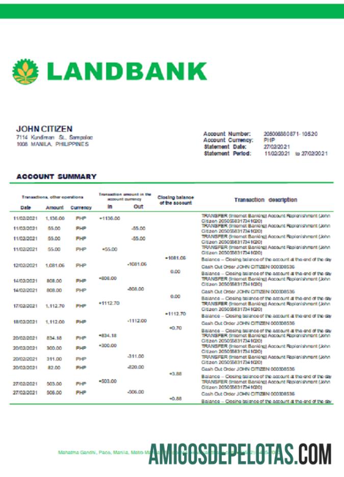 Philippines Land Bank Of The Philippines Word amostra